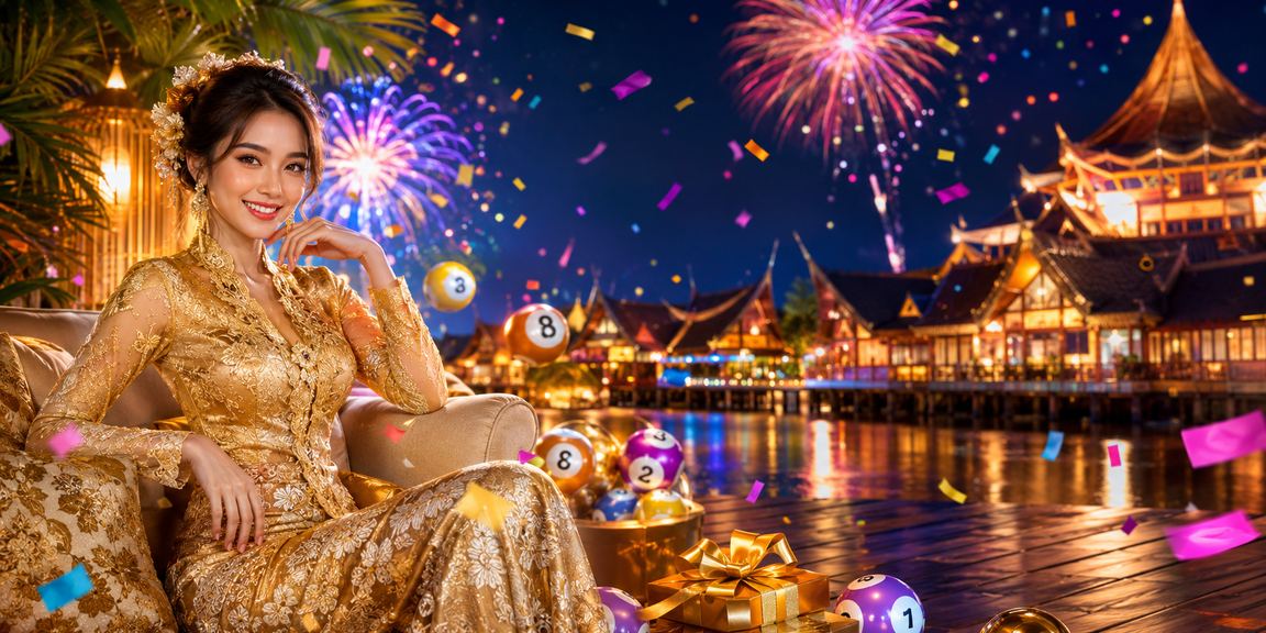 A Sarawak woman in kebaya holding a rewards lottery ticket
